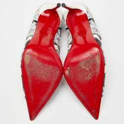 Christian Louboutin Multicolor Python and Mesh Explorete Pigalle Zig Zag Trim Pointed Toe Pumps Size 36.5
