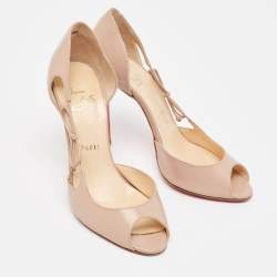 Pre Owned Christian Louboutin Beige Leather Delico Pumps Size 36.5