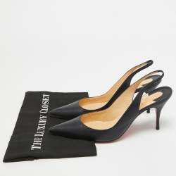 Pre Owned Christian Louboutin Navy Blue Leather Kate Slingback Pumps Size 40