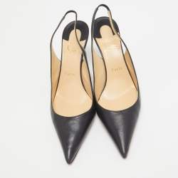 Pre Owned Christian Louboutin Navy Blue Leather Kate Slingback Pumps Size 40