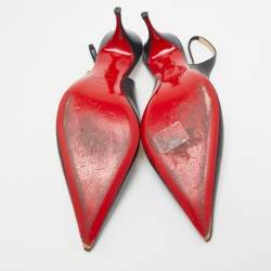 Pre Owned Christian Louboutin Navy Blue Leather Kate Slingback Pumps Size 40