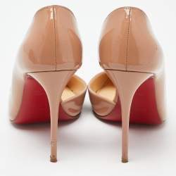 Pre Owned Christian Louboutin Beige Patent Leather Iriza D'orsay Pumps Size 37.5