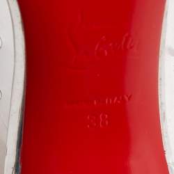 Pre Owned Christian Louboutin Silver Glitter and PVC Degrastrass Embellished Pumps Size 38