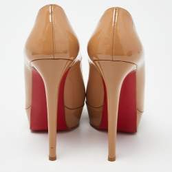 Christian Louboutin Beige Patent Leather Bianca Platform Pumps Size 37