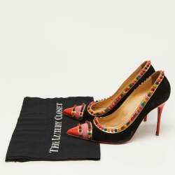 Christian Louboutin Multicolor Suede and Patent Leather Malabar Hill Spike Pointed Toe Pumps Size 38