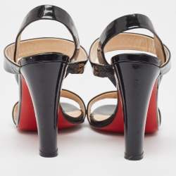 Christian Louboutin Black Patent Leather Etrier Sandals Size 36.5