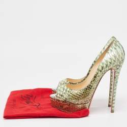 Christian Louboutin Two Tone Python Lady Peep Pumps Size 38 