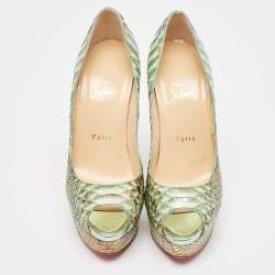 Christian Louboutin Two Tone Python Lady Peep Pumps Size 38 