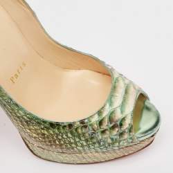 Christian Louboutin Two Tone Python Lady Peep Pumps Size 38 