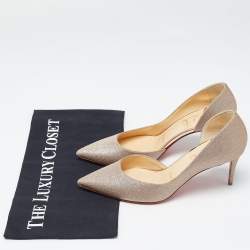 Pre Owned Christian Louboutin Metallic Pink Glitter Iriza Pumps Size 35