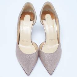 Pre Owned Christian Louboutin Metallic Pink Glitter Iriza Pumps Size 35