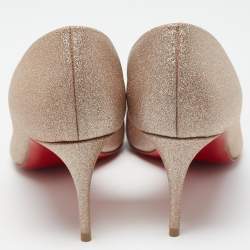 Pre Owned Christian Louboutin Metallic Pink Glitter Iriza Pumps Size 35