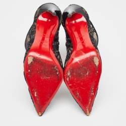 Pre Owned Christian Louboutin Black Lace Gipsy Ankle Booties Size 36