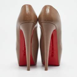 Pre Owned Christian Louboutin Brown Leather Daffodile Pumps Size 37