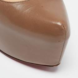 Pre Owned Christian Louboutin Brown Leather Daffodile Pumps Size 37