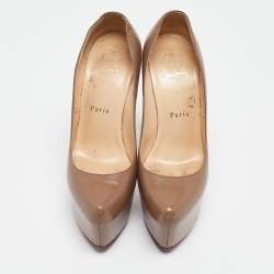 Pre Owned Christian Louboutin Brown Leather Daffodile Pumps Size 37