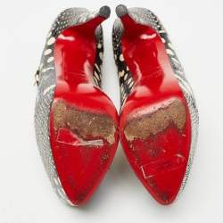 Christian Louboutin Black/White Printed Snakeskin Lady Daf Pumps Size 37