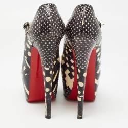Christian Louboutin Black/White Printed Snakeskin Lady Daf Pumps Size 37