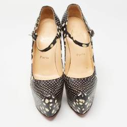 Christian Louboutin Black/White Printed Snakeskin Lady Daf Pumps Size 37