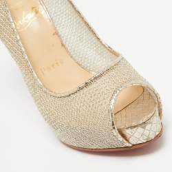 Pre Owned Christian Louboutin Gold Mesh New Very Prive Pumps Size 35.5
