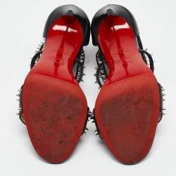 Pre Owned Christian Louboutin Black Leather Choca Spikes Sandals Size 35