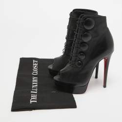 Christian Louboutin Black Leather Alta Bouton Booties Size 35