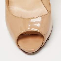 Pre Owned Christian Louboutin Beige Patent Leather Maryl Pumps Size 37