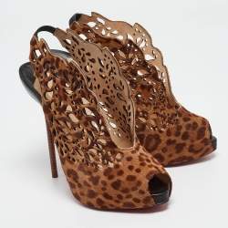 Christian Louboutin Brown Leopard Print Calf Hair Markesling Pumps Size 36.5