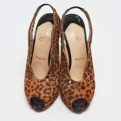 Christian Louboutin Brown Leopard Print Calf Hair Markesling Pumps Size 36.5