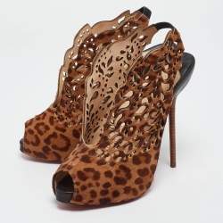 Christian Louboutin Brown Leopard Print Calf Hair Markesling Pumps Size 36.5