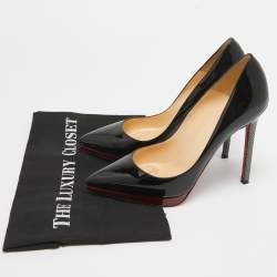 Pre Owned Christian Louboutin Black Patent Leather Pigalle Plato Pumps Size 38.5