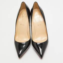 Pre Owned Christian Louboutin Black Patent Leather Pigalle Plato Pumps Size 38.5