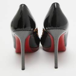 Pre Owned Christian Louboutin Black Patent Leather Pigalle Plato Pumps Size 38.5