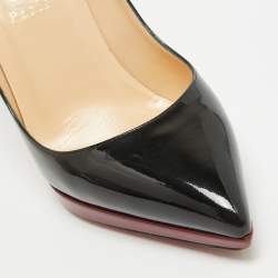 Pre Owned Christian Louboutin Black Patent Leather Pigalle Plato Pumps Size 38.5