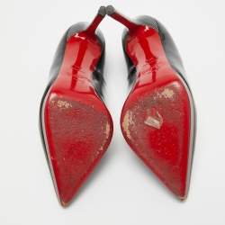 Pre Owned Christian Louboutin Black Patent Leather Pigalle Plato Pumps Size 38.5