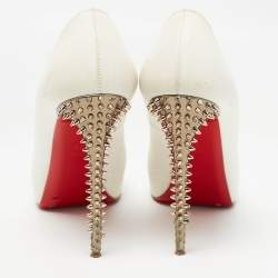 Christian Louboutin White Leather New Very Prive Spikes Pumps Size 37.5