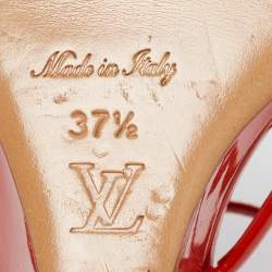 Louis Vuitton Orange Patent Leather Strappy Wedge Sandals Size 37.5