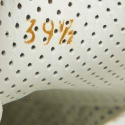 Pre Owned Christian Louboutin Silver Fabric Vieira 2 Spikes Sneakers Size 39.5