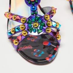 Christian Louboutin Purple Patent Leather Studded Goldora Sandals Size 40.5