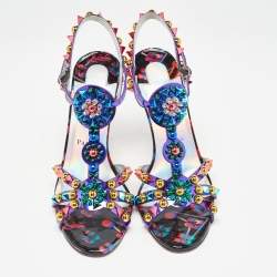 Christian Louboutin Purple Patent Leather Studded Goldora Sandals Size 40.5