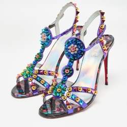Christian Louboutin Purple Patent Leather Studded Goldora Sandals Size 40.5