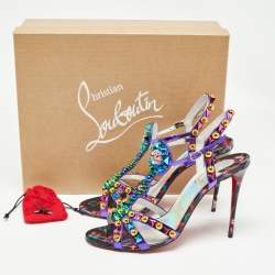 Christian Louboutin Purple Patent Leather Studded Goldora Sandals Size 40.5
