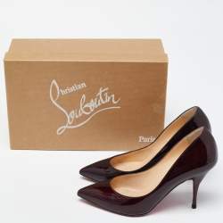 Pre Owned Christian Louboutin Burgundy Patent Leather Pigalle Pointed Toe Pumps Size 36