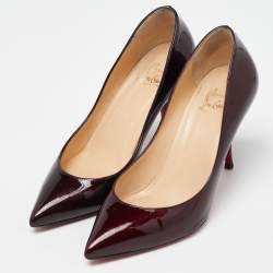 Pre Owned Christian Louboutin Burgundy Patent Leather Pigalle Pointed Toe Pumps Size 36
