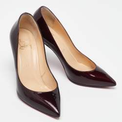Pre Owned Christian Louboutin Burgundy Patent Leather Pigalle Pointed Toe Pumps Size 36