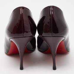 Pre Owned Christian Louboutin Burgundy Patent Leather Pigalle Pointed Toe Pumps Size 36