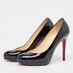 Christian Louboutin Black Patent Leather New Simple Pumps Size 37.5