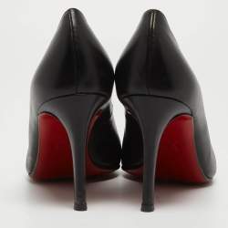 Pre Owned Christian Louboutin Black Leather Simple Pumps Size 37