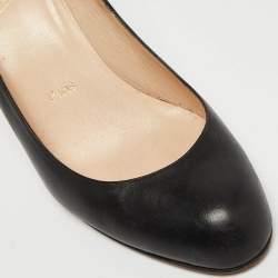 Pre Owned Christian Louboutin Black Leather Simple Pumps Size 37