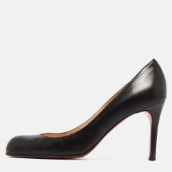 Pre Owned Christian Louboutin Black Leather Simple Pumps Size 37